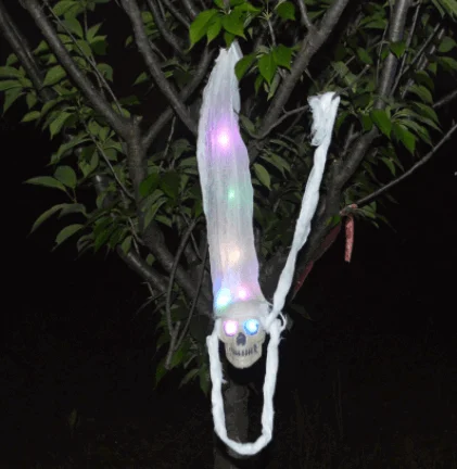 Halloween LED Glowing Ghost Head Spider Gauze Decoration -  - #tag1#
