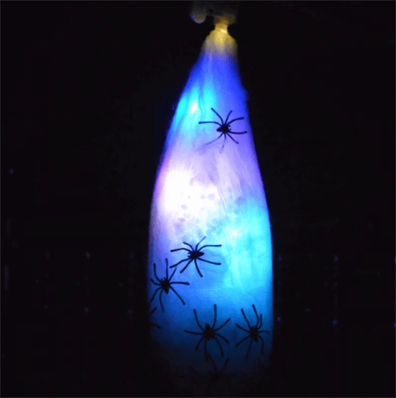 Halloween LED Glowing Ghost Head Spider Gauze Decoration -  - #tag1#