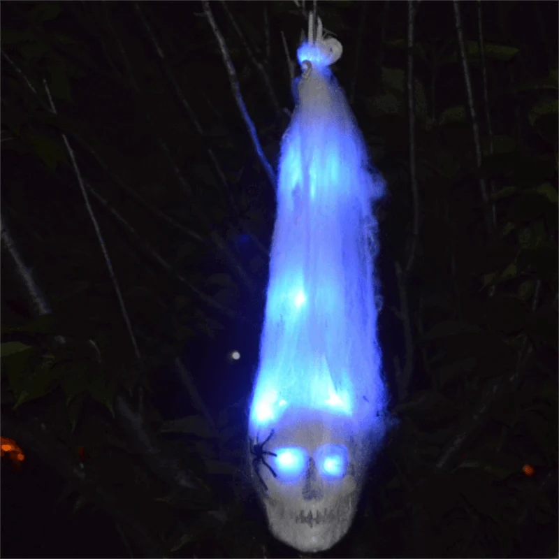 Halloween LED Glowing Ghost Head Spider Gauze Decoration -  - #tag1#