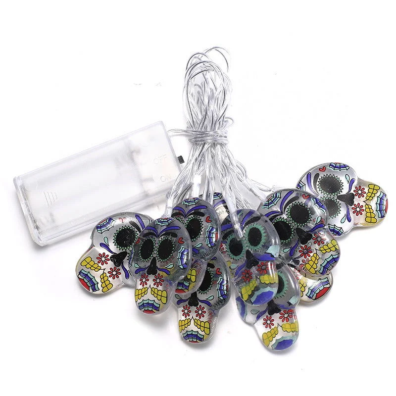 Halloween Led Skull Battery Lighting Chain Bat Tombstone Easter Pumpkin Ornamental Festoon Lamp -  - #tag1#