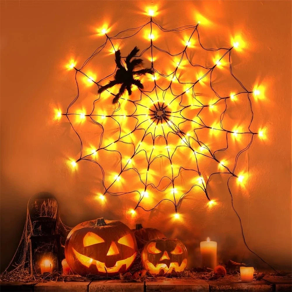Halloween Lights Spider - Waterproof LED Spiderweb Halloween Party Decoration -  - #tag1#