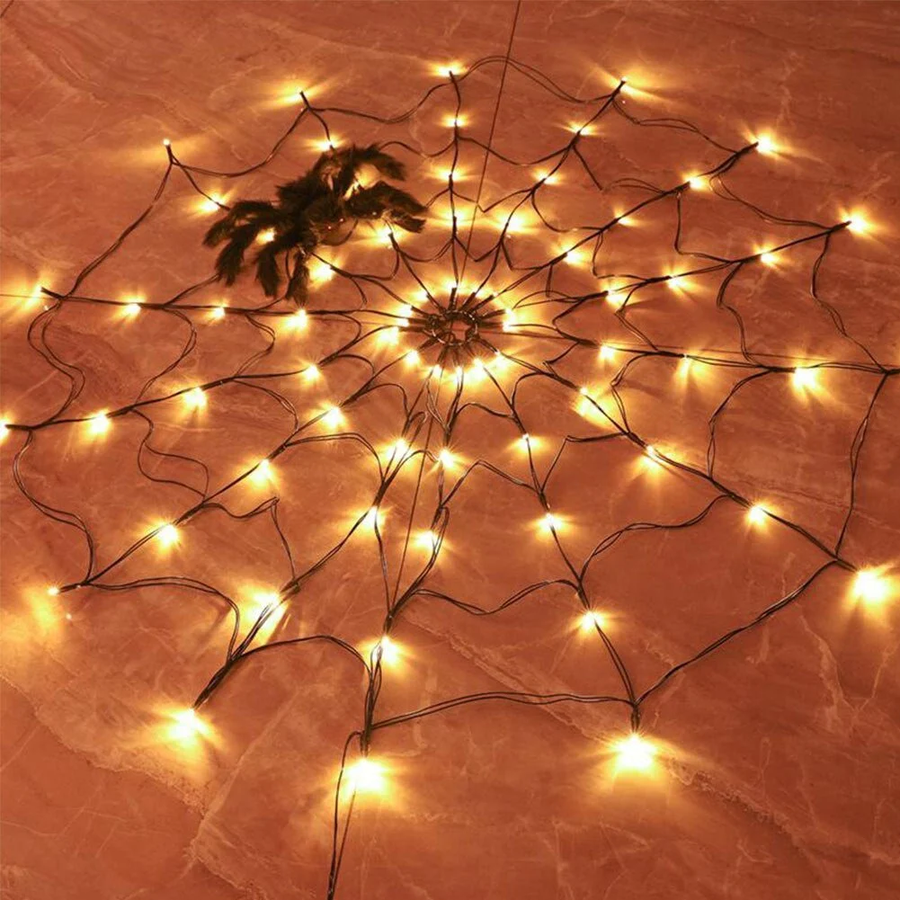 Halloween Lights Spider - Waterproof LED Spiderweb Halloween Party Decoration -  - #tag1#