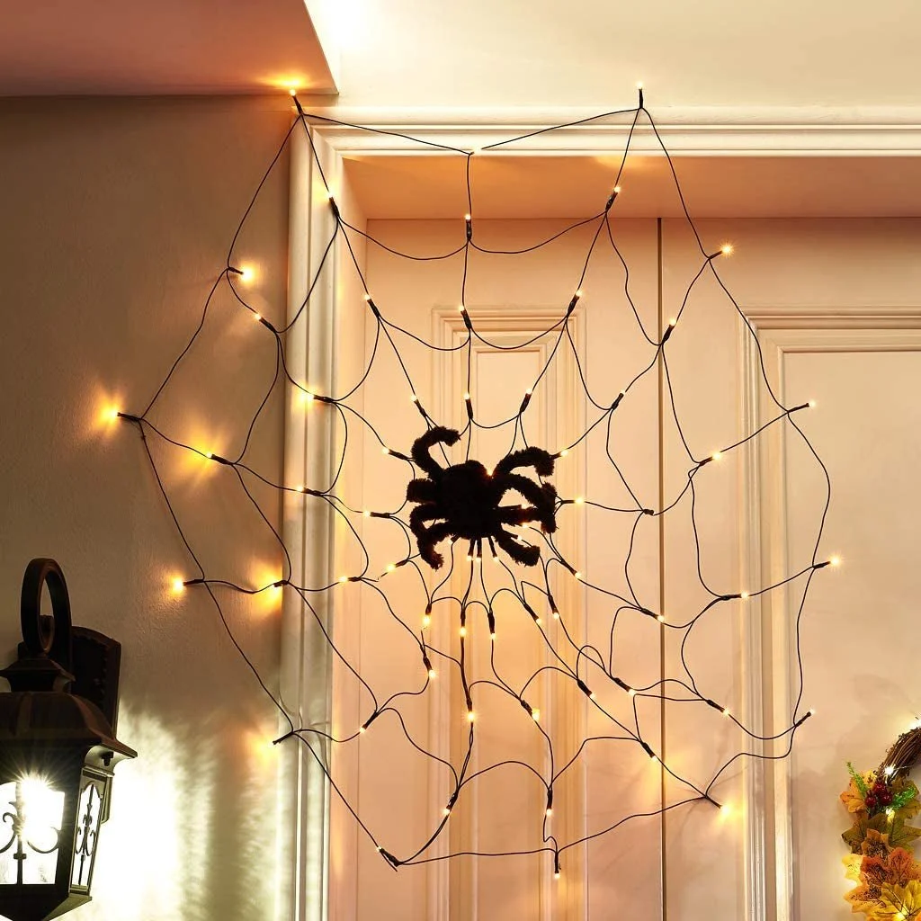 Halloween Lights Spider - Waterproof LED Spiderweb Halloween Party Decoration -  - #tag1#