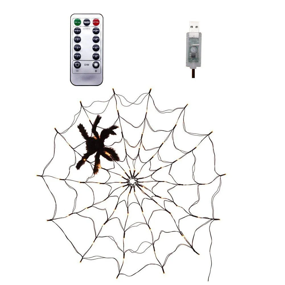Halloween Lights Spider - Waterproof LED Spiderweb Halloween Party Decoration -  - #tag1#