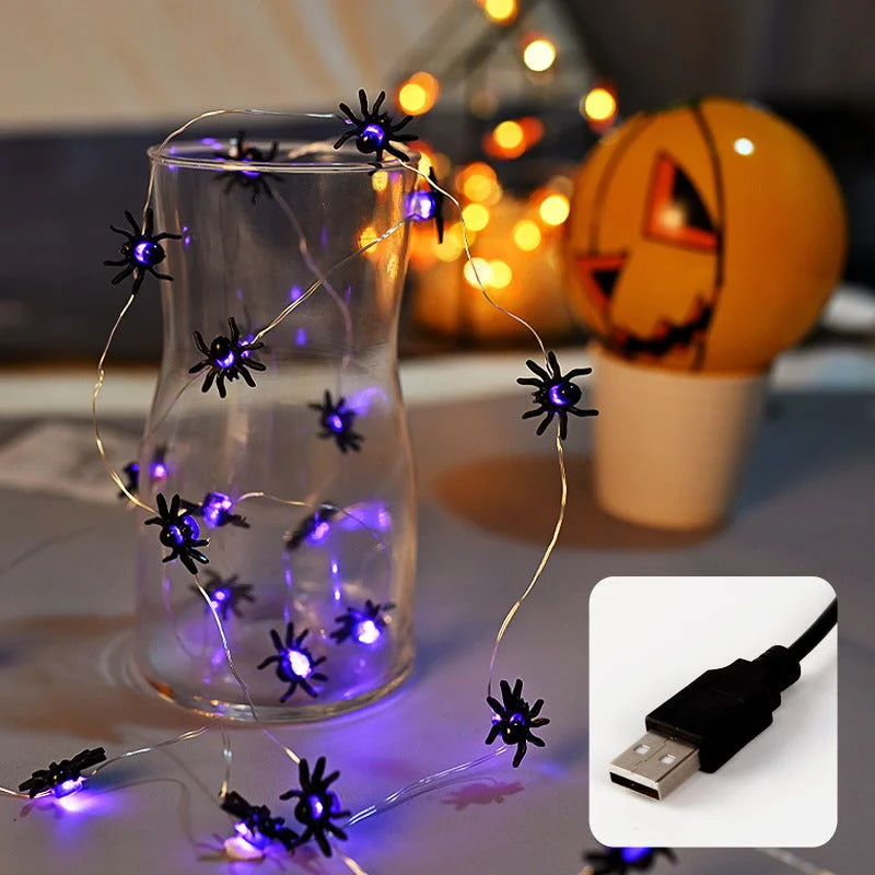 Halloween Modeling Lighting Chain Bat Spider Decorative Colored String Lights -  - #tag1#