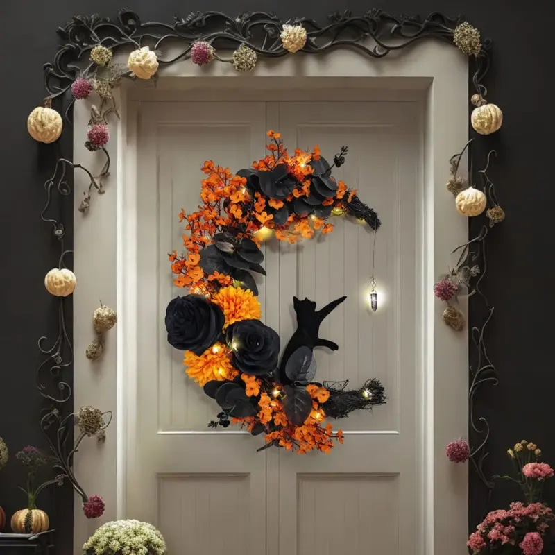 Halloween Moon Cat Garland Ornaments tag1