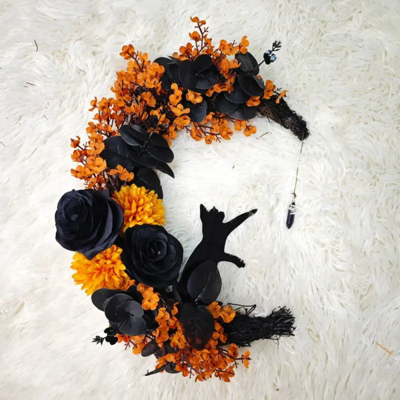 Halloween Moon Cat Garland Ornaments tag1