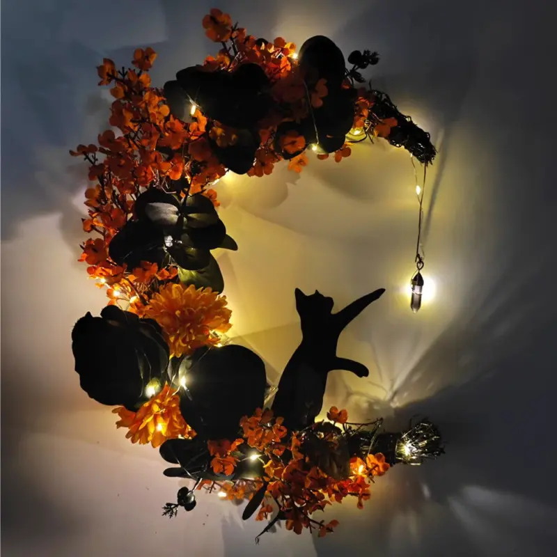 Halloween Moon Cat Garland Ornaments tag1