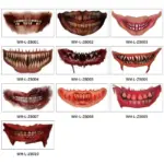 Halloween Mouth Tattoo Stickers Party Horror tag1