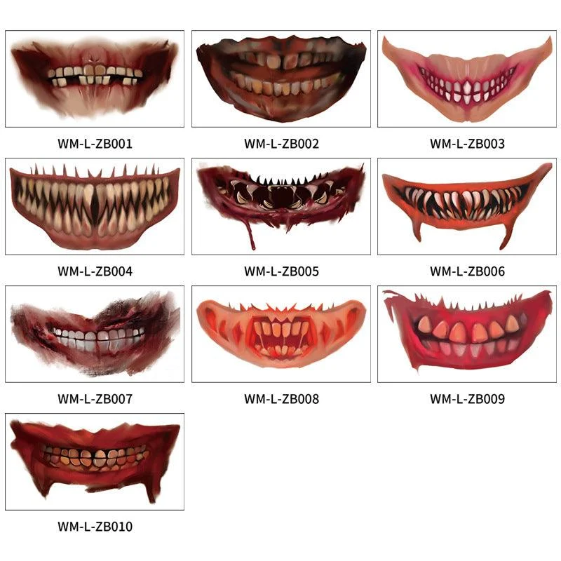 Halloween Mouth Tattoo Stickers Party Horror -  - #tag1#