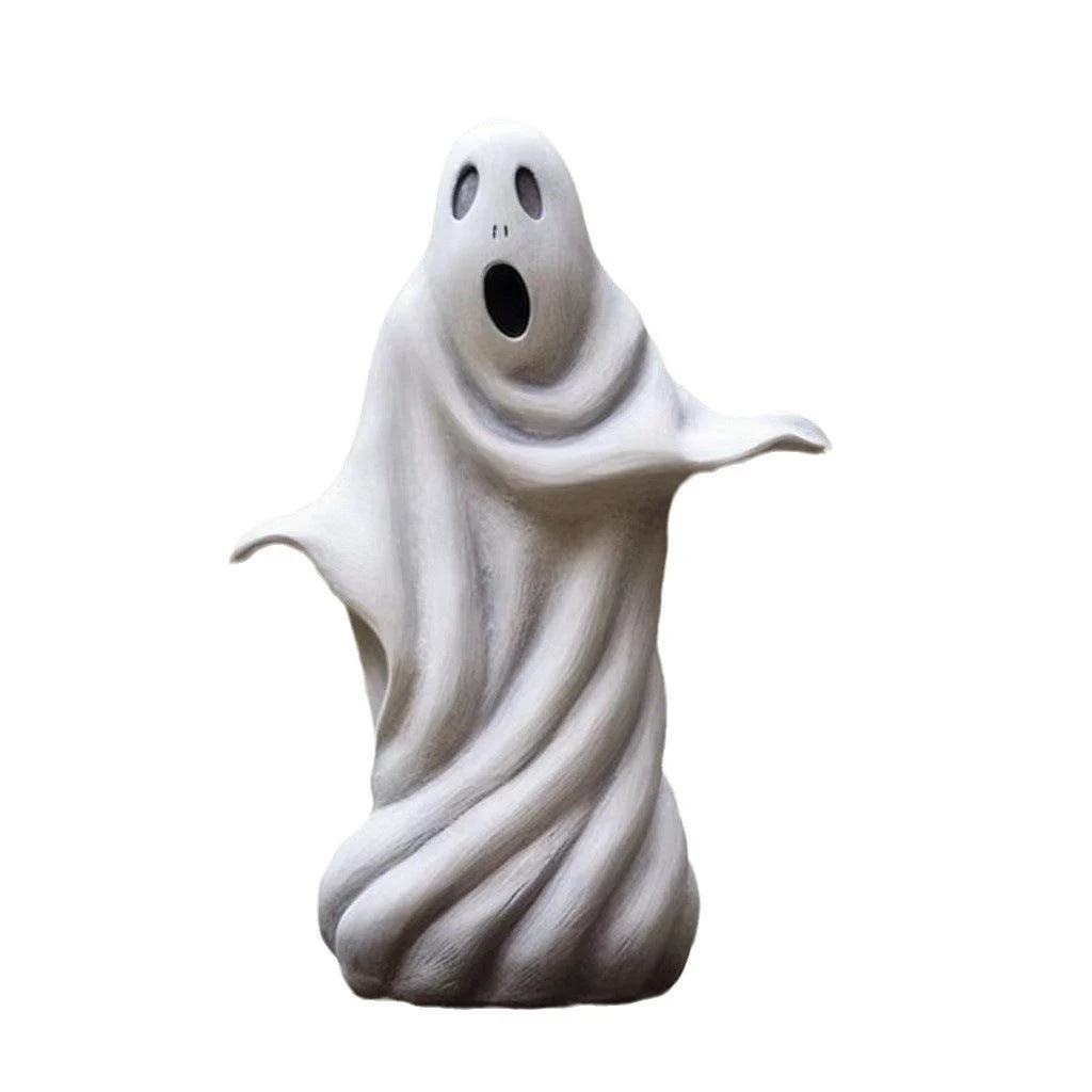 Halloween Outdoor Garden White Ghost Statue Cute Ghost Garden Decoration Resin Crafts -  - #tag1#