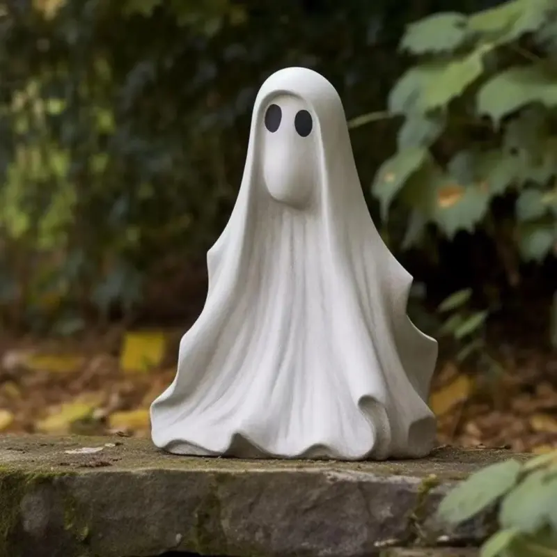 Halloween Outdoor Garden White Ghost Statue Cute Ghost Garden Decoration Resin Crafts tag1