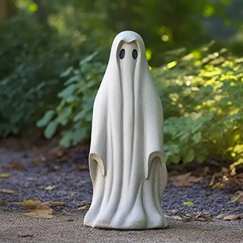 Halloween Outdoor Garden White Ghost Statue Cute Ghost Garden Decoration Resin Crafts tag1