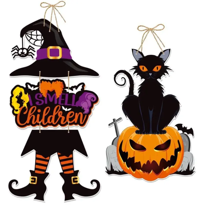 Halloween Party Decoration Pumpkin Bat Door Hanging tag1