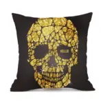 Halloween Personalized Retro Skull Linen Print Throw Pillow Cushion Cover tag1