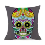 Halloween Personalized Retro Skull Linen Print Throw Pillow Cushion Cover tag1