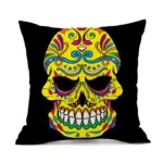 Halloween Personalized Retro Skull Linen Print Throw Pillow Cushion Cover tag1