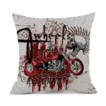 Halloween Personalized Retro Skull Linen Print Throw Pillow Cushion Cover tag1