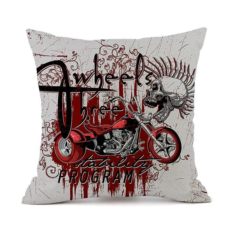 Halloween Personalized Retro Skull Linen Print Throw Pillow Cushion Cover -  - #tag1#