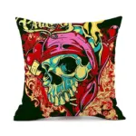 Halloween Personalized Retro Skull Linen Print Throw Pillow Cushion Cover tag1