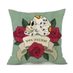 Halloween Personalized Retro Skull Linen Print Throw Pillow Cushion Cover tag1