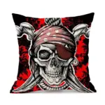 Halloween Personalized Retro Skull Linen Print Throw Pillow Cushion Cover tag1