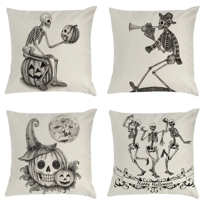 Halloween Pillow Cover Skull Pumpkin Home Sofa And Bedside Waist Cushion Cover tag1