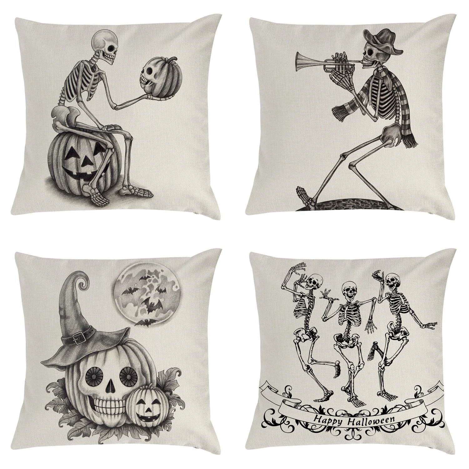 Halloween Pillow Cover Skull Pumpkin Home Sofa And Bedside Waist Cushion Cover -  - #tag1#
