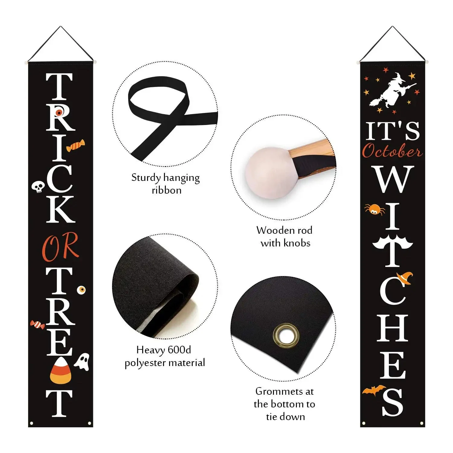 Halloween Porch Decoration October Witch Front Porch Banner Decorations -  - #tag1#