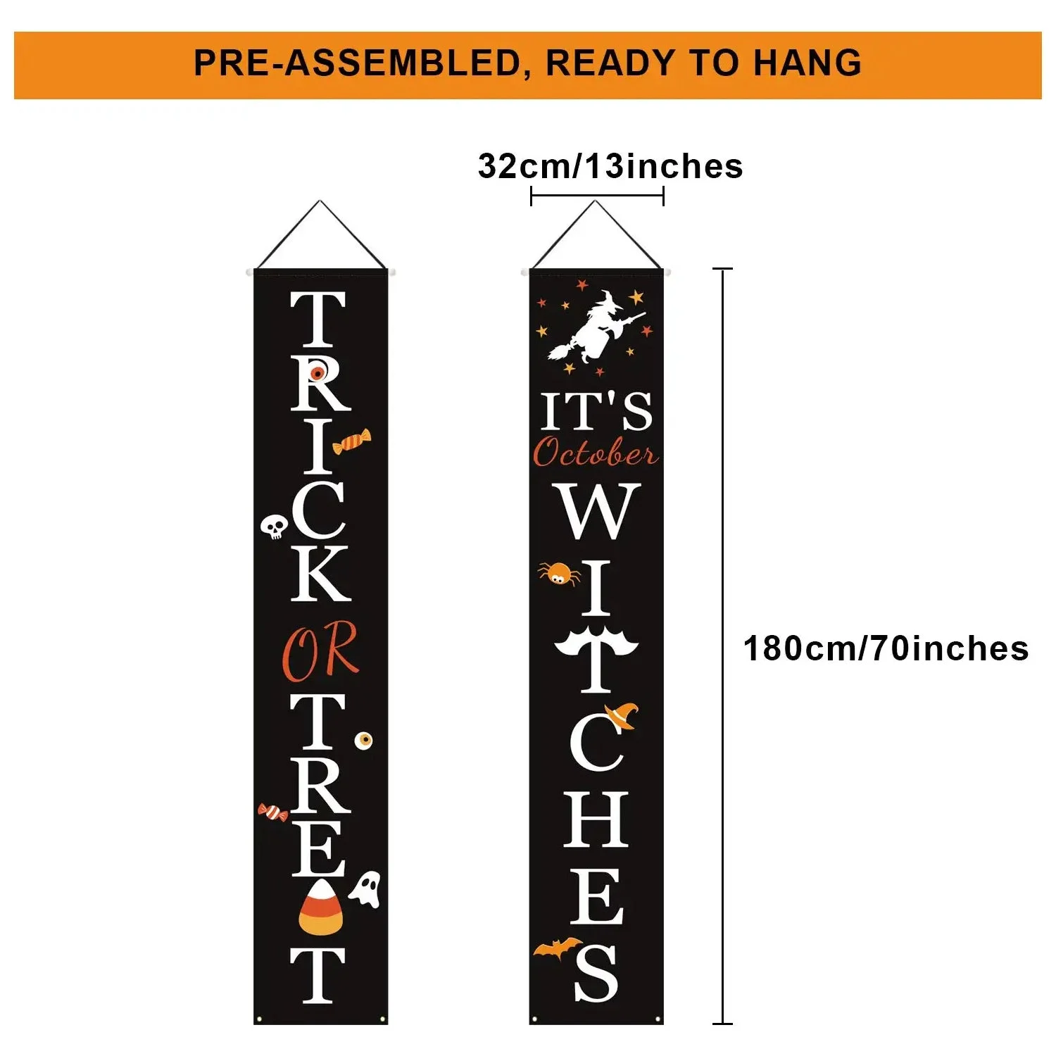 Halloween Porch Decoration October Witch Front Porch Banner Decorations -  - #tag1#