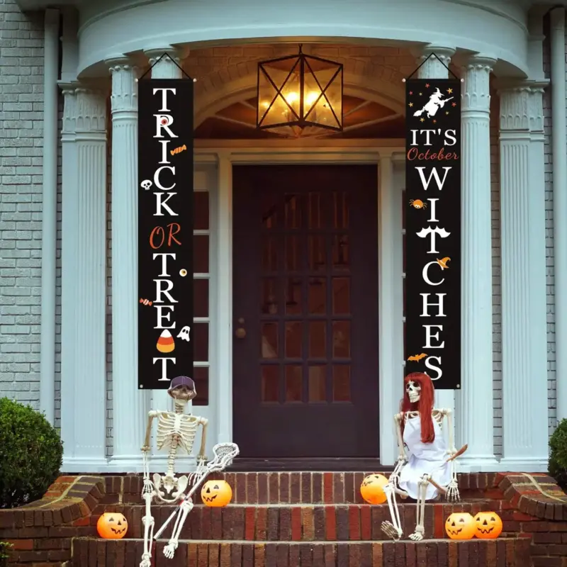 Halloween Porch Decoration October Witch Front Porch Banner Decorations tag1