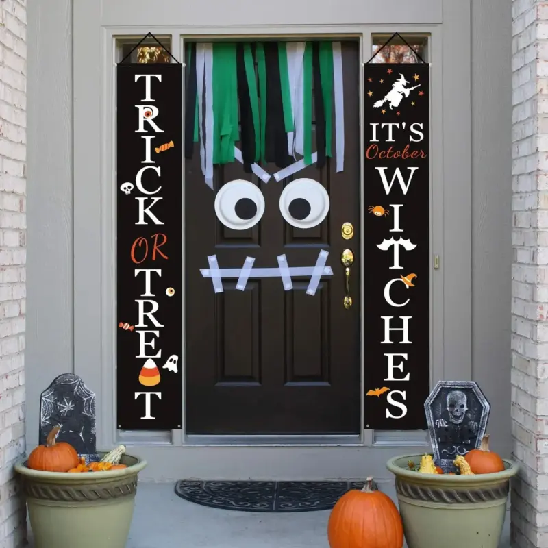 Halloween Porch Decoration October Witch Front Porch Banner Decorations tag1