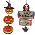 Halloween Pumpkin Bat Shape Craft Hanging Decoration tag1