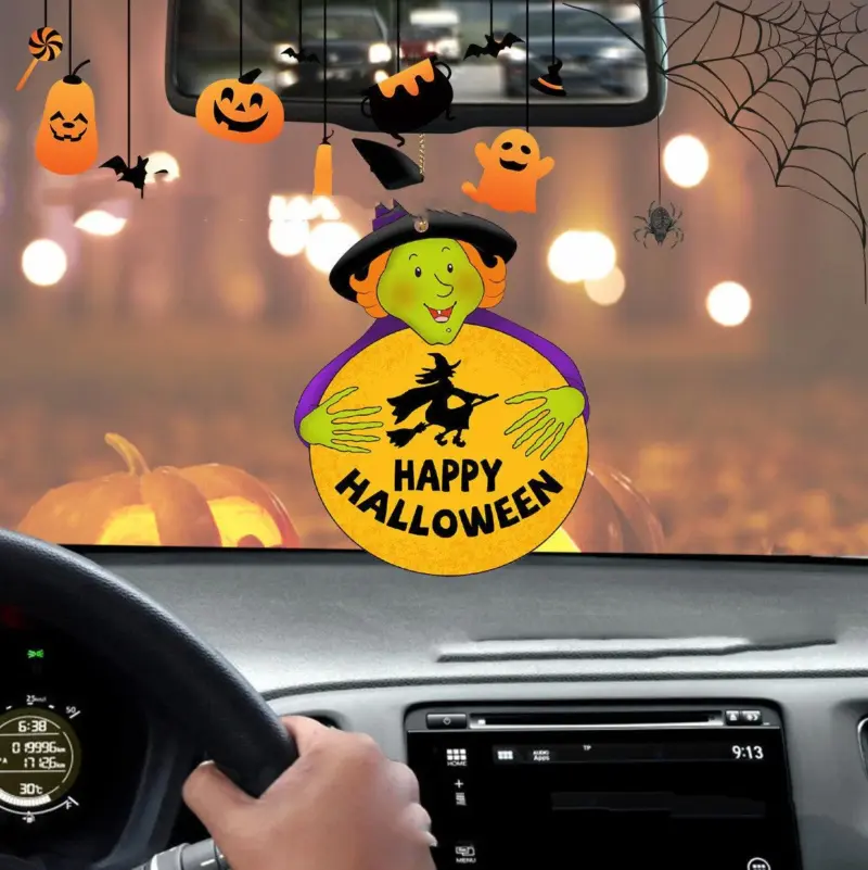 Halloween Pumpkin Car Pendant Acrylic Flat Ornament tag1