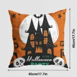 Halloween Pumpkin Castle Pillow Cover tag1