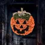 Halloween Pumpkin Garland Hand woven Party Layout Props Pendant tag1