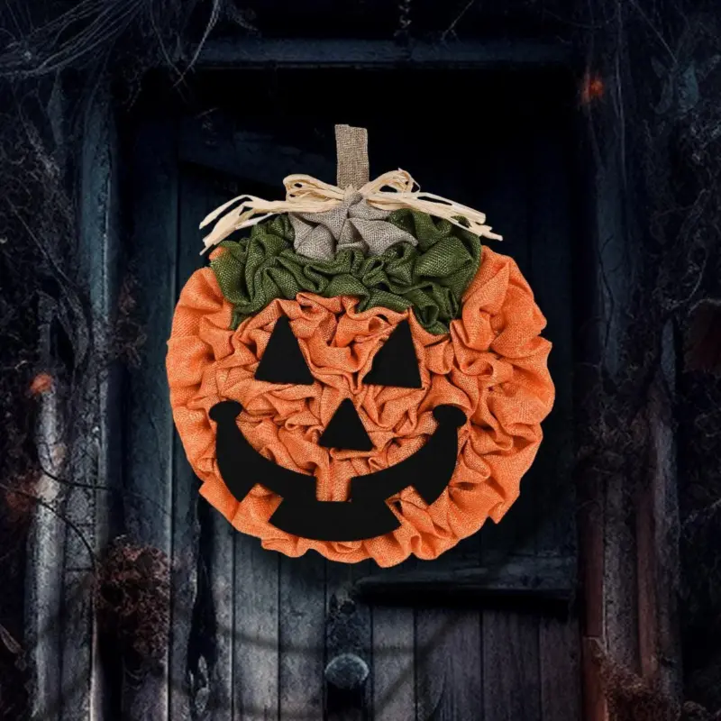 Halloween Pumpkin Garland Hand woven Party Layout Props Pendant tag1