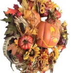 Halloween Pumpkin Head Wreath Door Decoration Hanging Flower Ring Day Decoration tag1