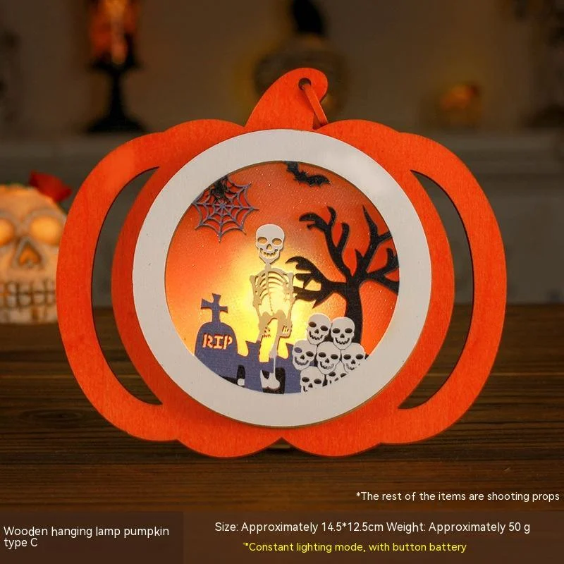 Halloween Pumpkin Lamp Children's Portable Lantern Luminous Ornaments Kindergarten Scene Decorative Ornaments Desktop -  - #tag1#