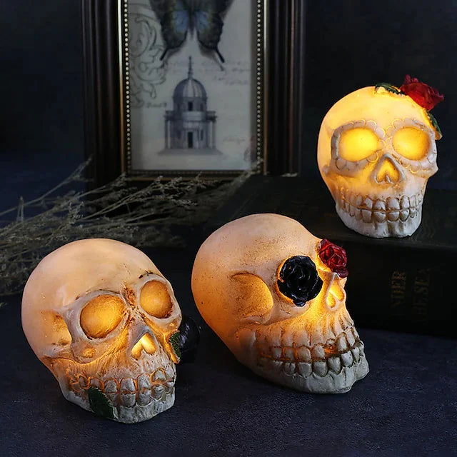 Halloween Resin Skull LED Night Light Decorative Light -  - #tag1#