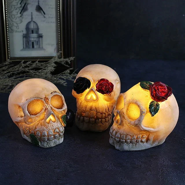 Halloween Resin Skull LED Night Light Decorative Light -  - #tag1#