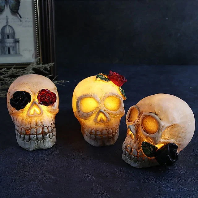 Halloween Resin Skull LED Night Light Decorative Light -  - #tag1#