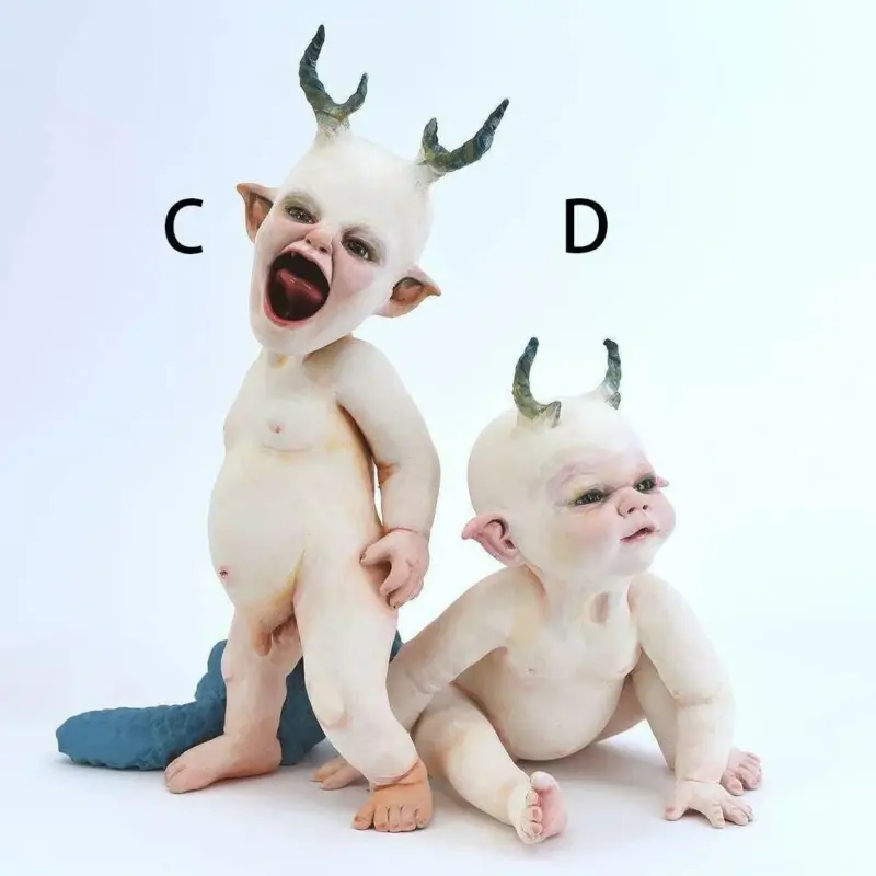Halloween Scary Baby Resin Figurine Ornament tag1
