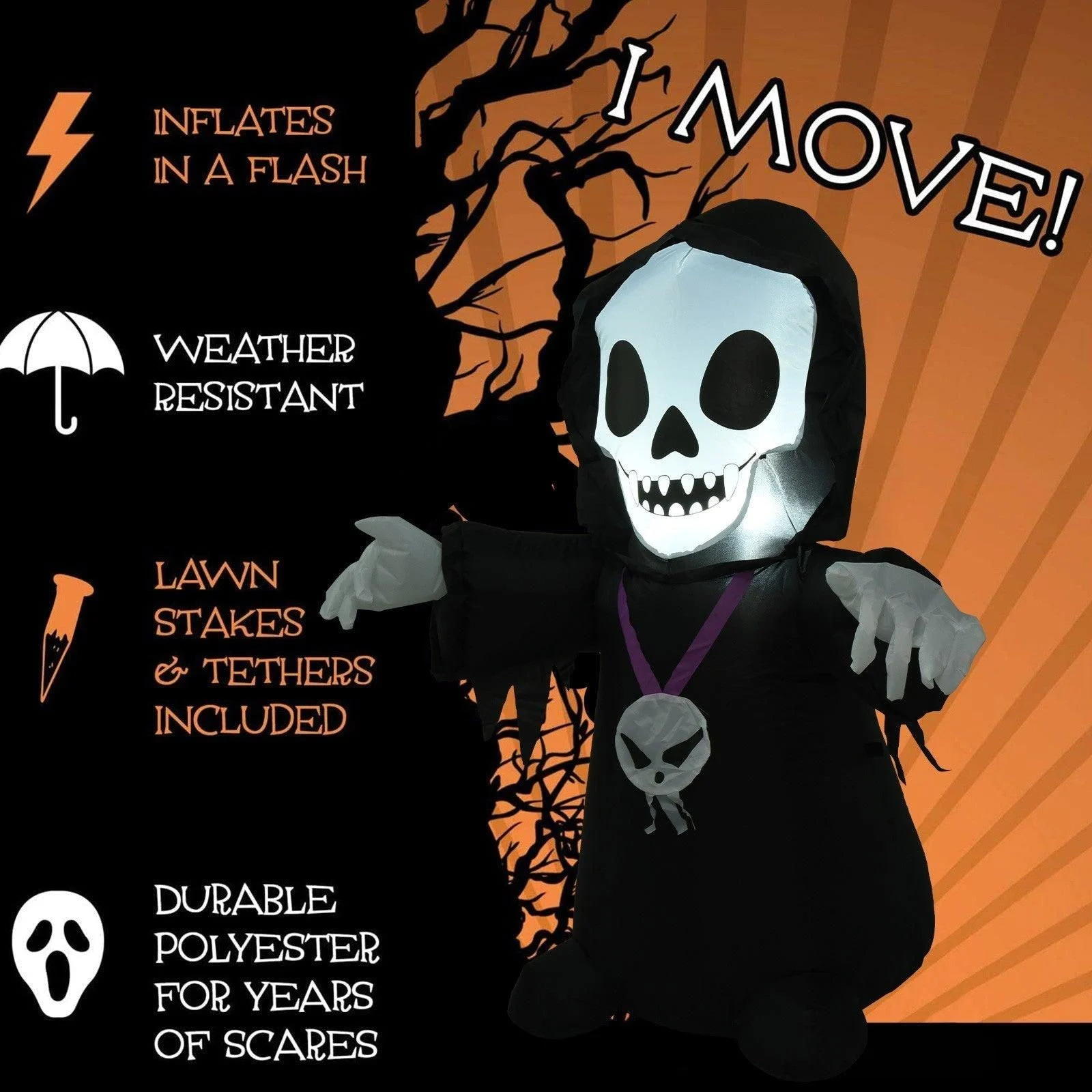 Halloween Scary Inflatable Skull Ghost -  - #tag1#