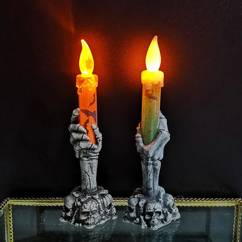 Halloween Skeleton Ghost Holding Candle Light -  - #tag1#