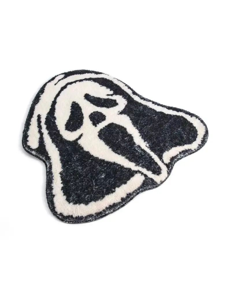 Halloween Skull Pumpkin Horror Cashmere Foot Mat tag1