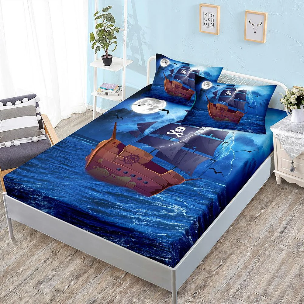 Halloween Skull Three-Piece Fitted Bedding -  - #tag1#