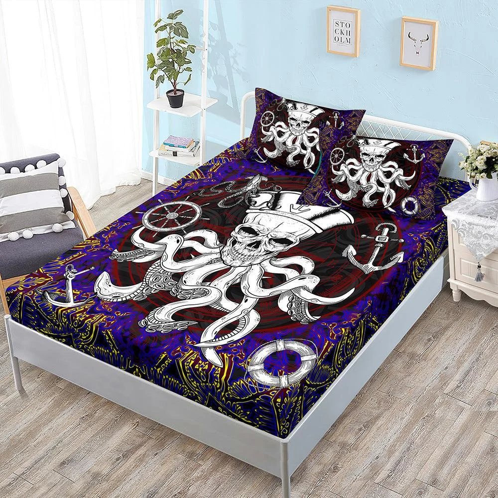 Halloween Skull Three-Piece Fitted Bedding -  - #tag1#