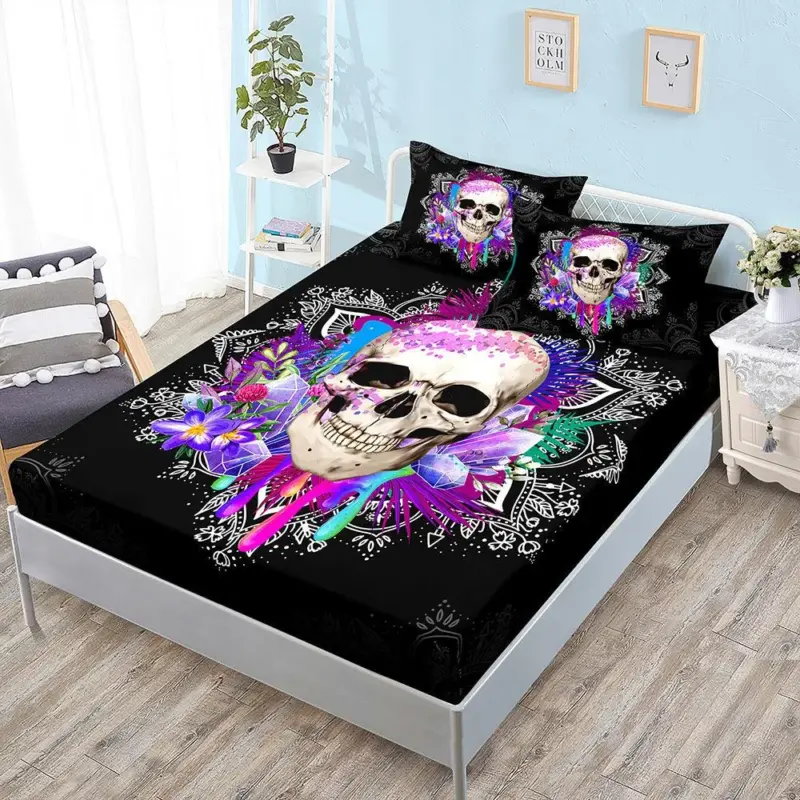 Halloween Skull Three Piece Fitted Bedding tag1