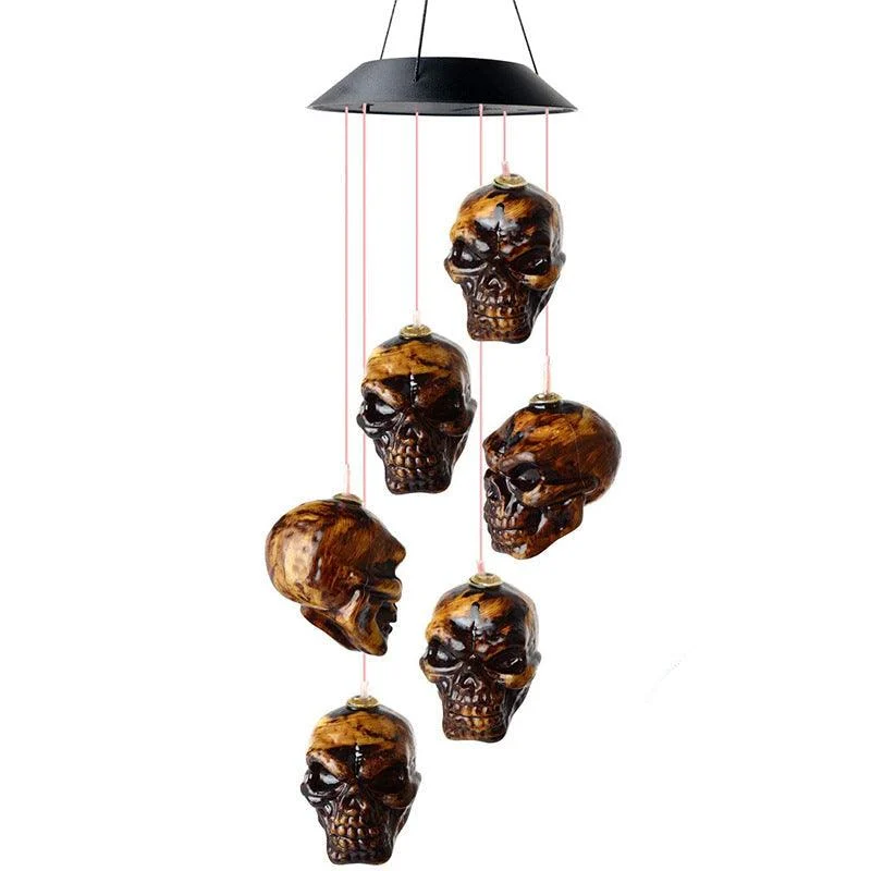 Halloween Skull Wind Chimes Solar Powered LED Light For Garden Decoration Outdoor Elegant Wind Chimes Decor Garden Ornaments -  - #tag1#